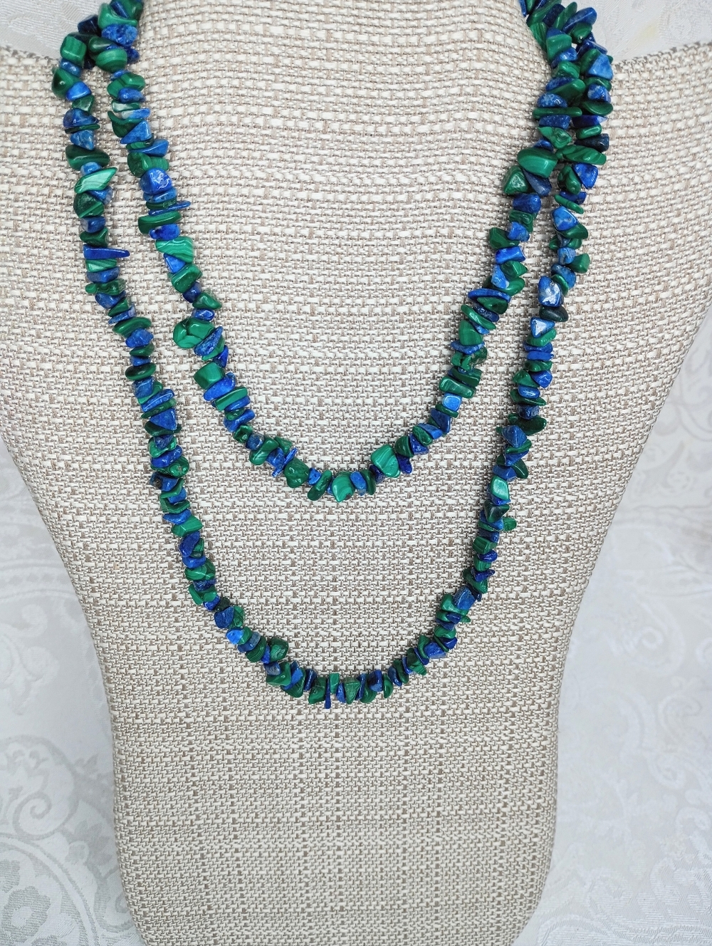 Malachite and Lapis Chip Necklace